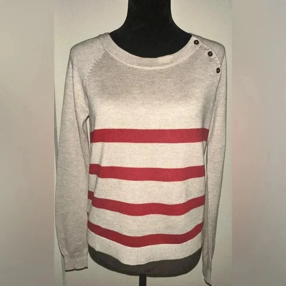 Ann Taylor LOFT Womens Striped Sweater 3/4 Sleeve Boat Neck — NWOT